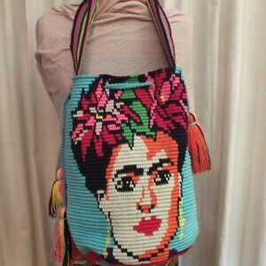 Frida Kahlo Gorgeous Colorful Artesan Sack Bag - Boho Bag